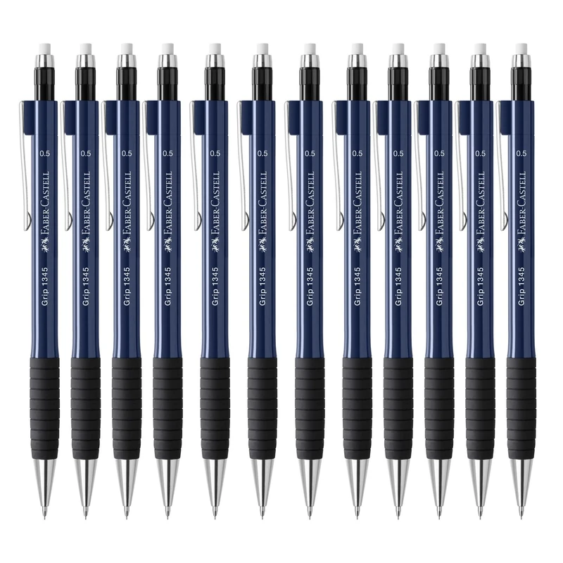 Faber-Castell Grip 205265 Mechanical Pencil Navy Blue, 12 Pencils, 0.5 mm, Hardness B