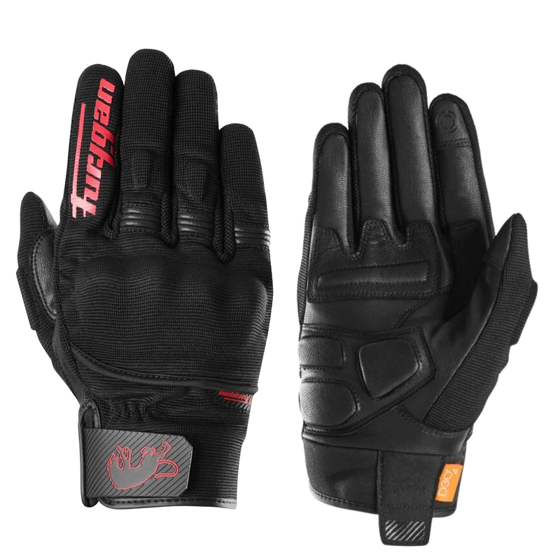 Furygan JET D3O EVO - Men's Motorcycle Gloves - 100% Leather Palm - Comfort - Summer Gloves - Breathable & Light - Compatible Screens - Touch Screen