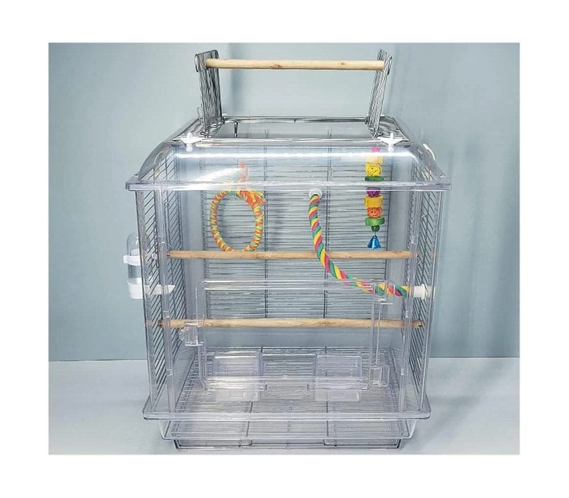 WOTZOV Acrylic Bird Cage Pet Products Flight Cage Small Bird Breeding Birdcages Clear Bird House Carrier for Multiple Small Birds,A，B