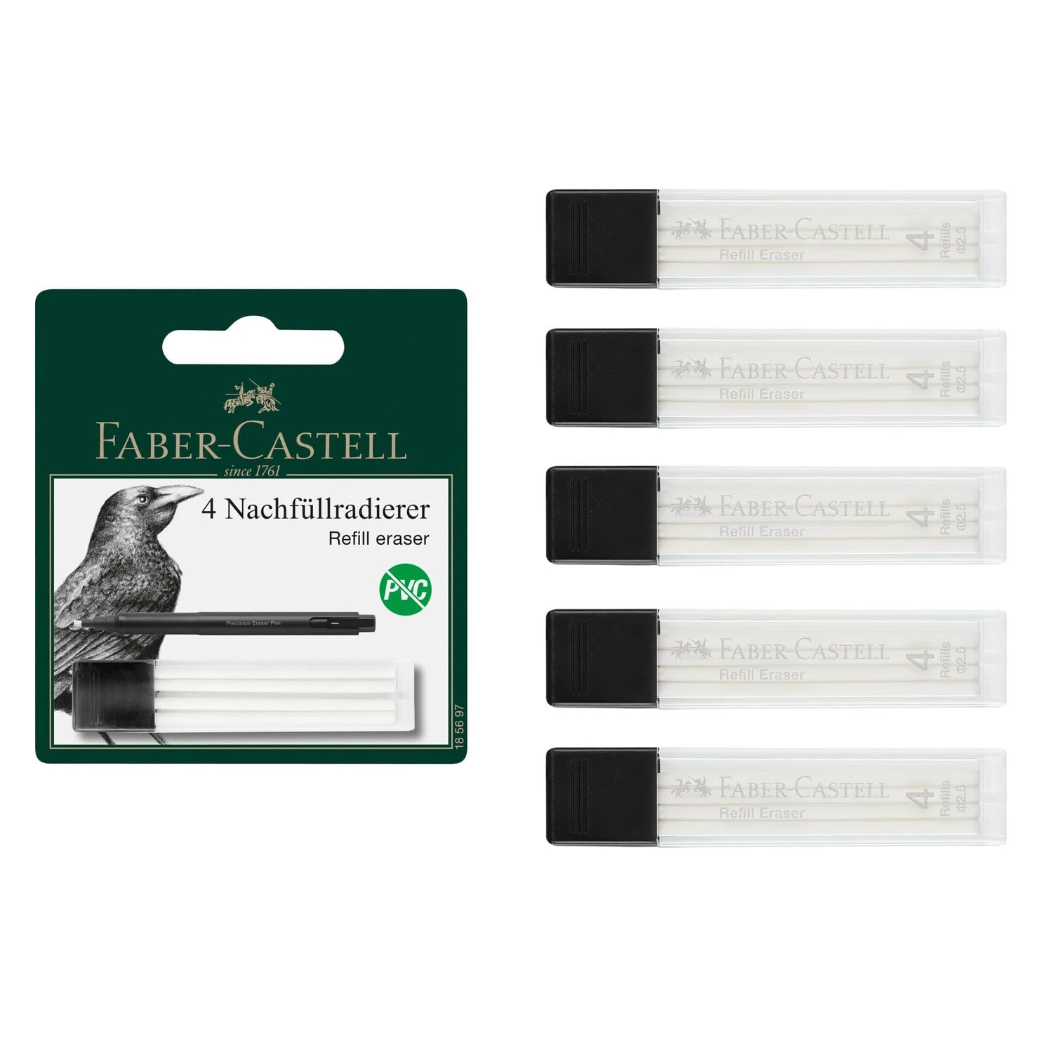 Faber-Castell 205267 Replacement Eraser Precision Eraser Pen, 20 Refill Erasers