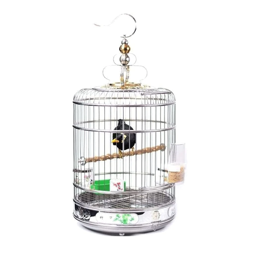 WOTZOV Bird Cage Birdcages Portable Birdcage Stainless Steel Bird Cage Traveling Bird Flight Cage With Rolling Stand Bird House Carrier Novel design，S