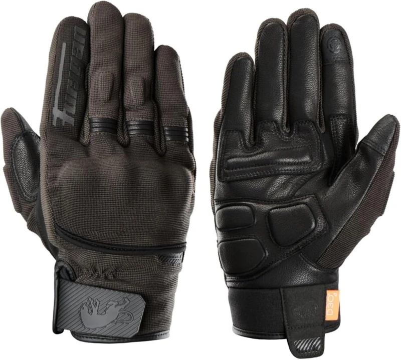Furygan JET D3O EVO - Men's Motorcycle Gloves - 100% Leather Palm - Comfort - Summer Gloves - Breathable & Light - Compatible Screens - Touch Screen, Brown