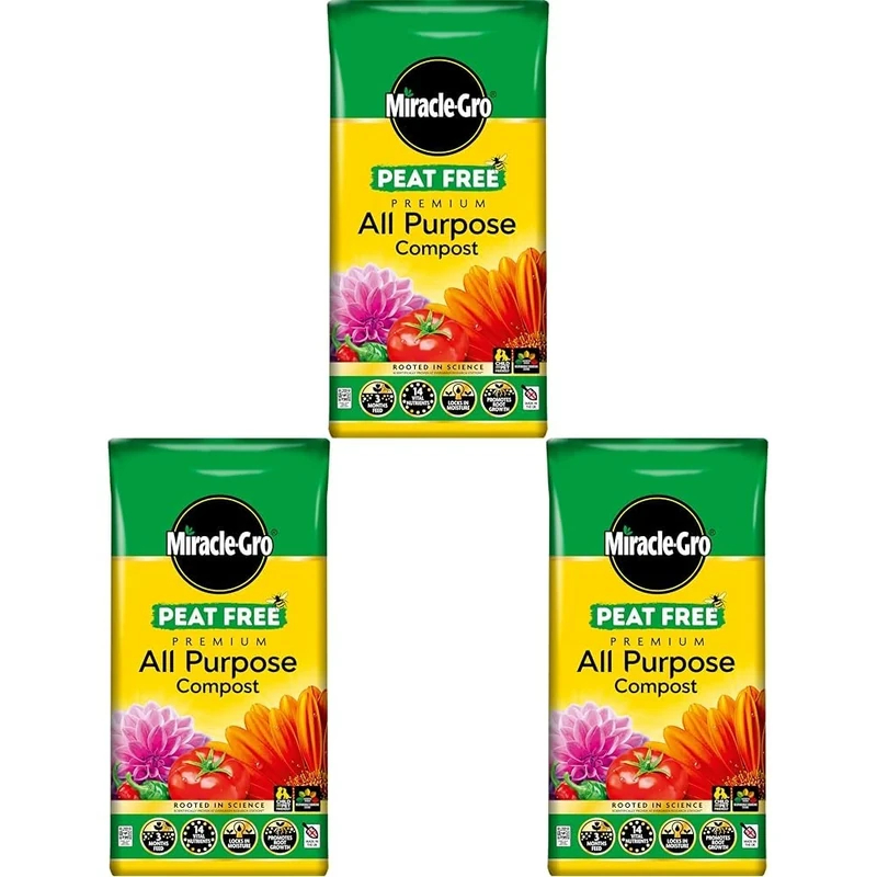 Miracle-Gro PEAT FREE Premium All Purpose Compost, 75 litre (Pack of 3)