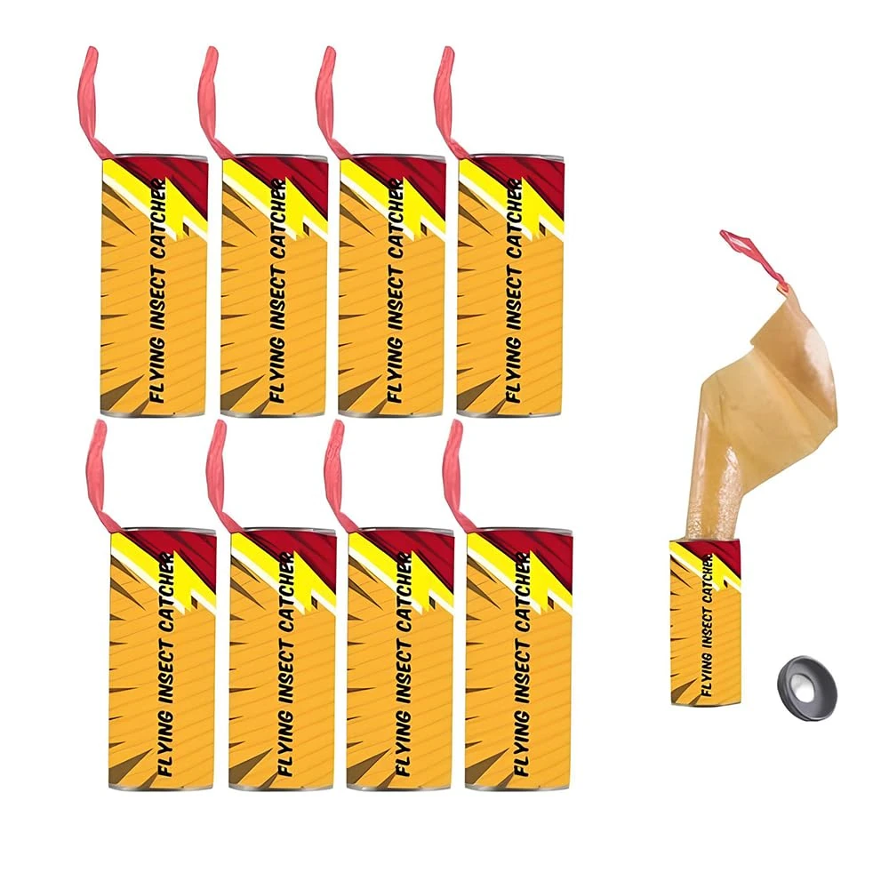 1ABOVE 8pcs Flying Insect Catcher, Sticky Paper, Fly Traps, NO Fumes, NO Mess Sticky Tape for CATCHING Insects for Home Use Indoor and Outdoor