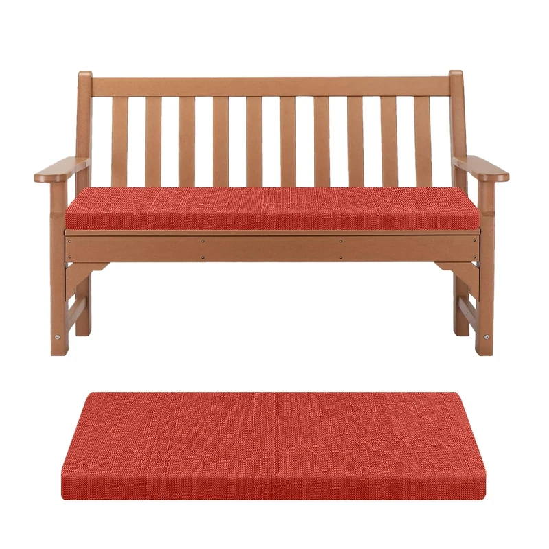 Kimgull Bench Cushion Indoor Seat Pad with Zipper Removable Rectangular Seat Cushion for Garden Dining Patio Shoe Bench (120X30X8CM Karmesinrot)