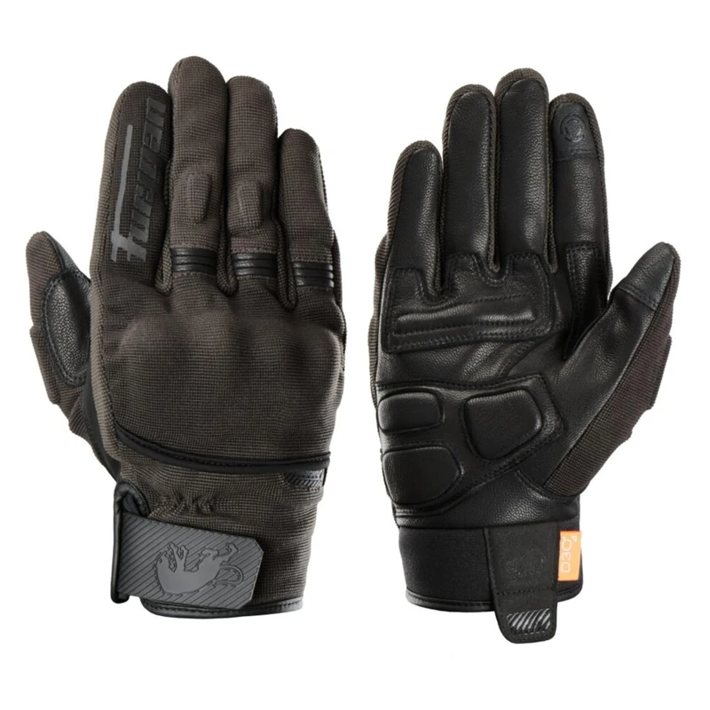 Furygan JET D3O EVO - Men's Motorcycle Gloves - 100% Leather Palm - Comfort - Summer Gloves - Breathable & Light - Compatible Screens - Touch Screen