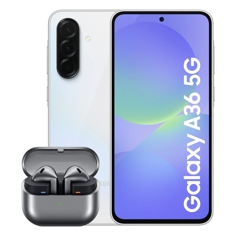 Samsung Galaxy A36 5G Smartphone, Awesome Intelligence, 8GB RAM, 256GB Storage, 50MP Camera, Awesome White Galaxy Buds3, Grey (UK Version)