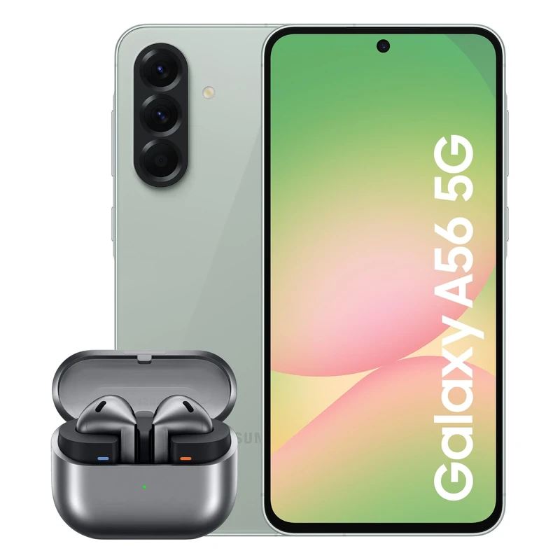 Samsung Galaxy A56 5G Smartphone, Awesome Intelligence, 8GB RAM, 256GB Memory Storage, 50MP Camera, Awesome Olive Galaxy Buds3, Grey (UK Version)