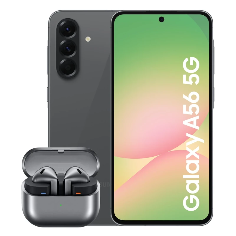 Samsung Galaxy A56 5G Smartphone, Awesome Intelligence, 8GB RAM, 256GB Memory Storage, 50MP Camera, Awesome Graphite Galaxy Buds3, Grey (UK Version)