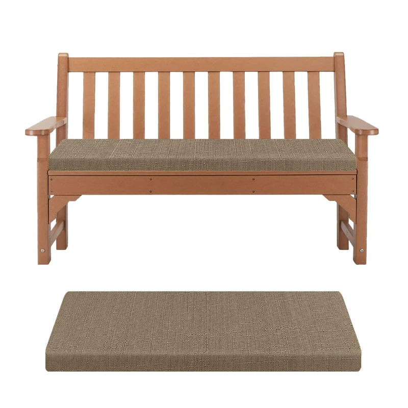 Kimgull Bench Cushion Indoor Seat Pad with Zipper Removable Rectangular Seat Cushion for Garden Dining Patio Shoe Bench (170X30X5CM Khaki)