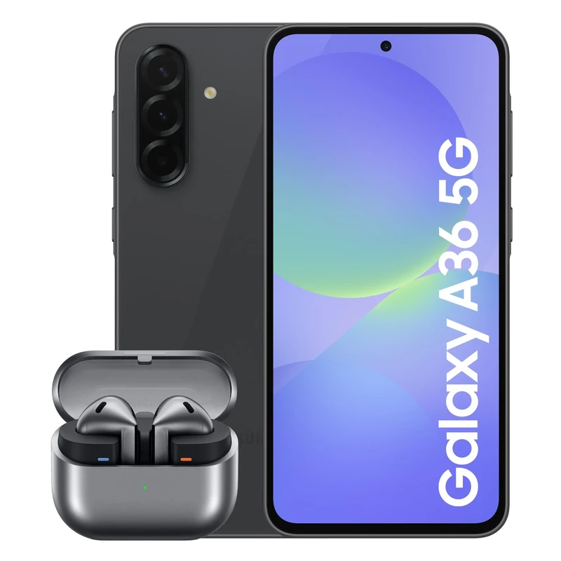 Samsung Galaxy A36 5G Smartphone, Awesome Intelligence, 8GB RAM, 256GB Storage, 50MP Camera, Awesome Black Galaxy Buds3, Grey (UK Version)