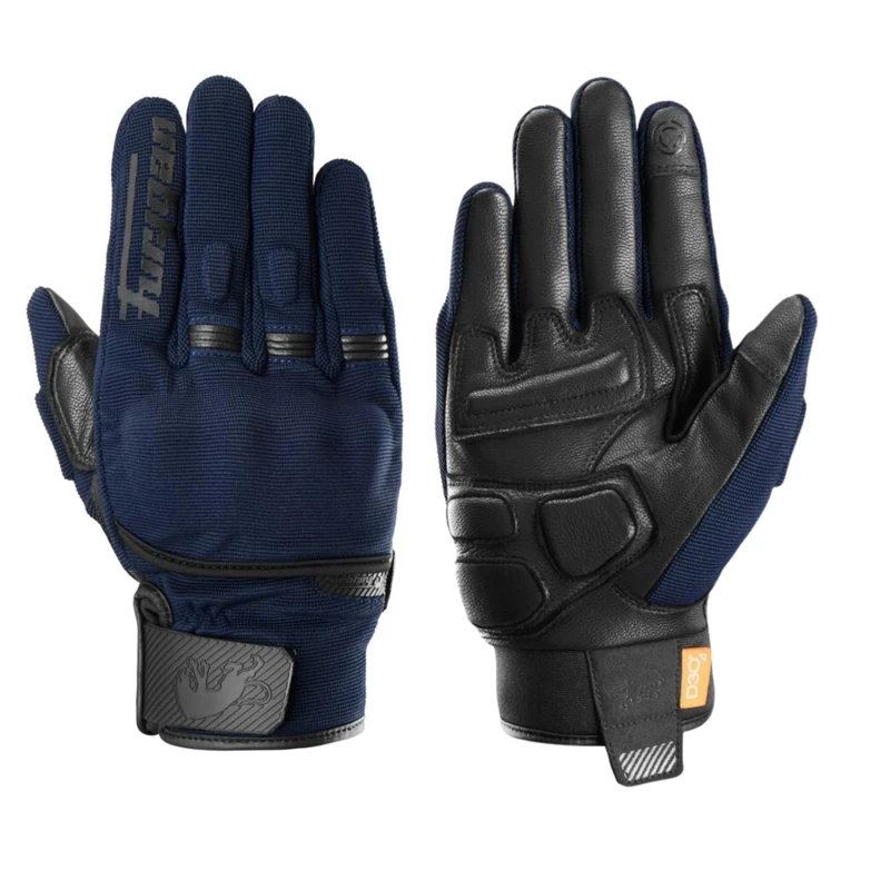 Furygan JET D3O EVO - Men's Motorcycle Gloves - 100% Leather Palm - Comfort - Summer Gloves - Breathable & Light - Compatible Screens - Touch Screen