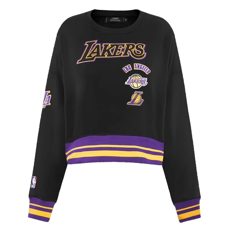 Pro Standard Womens NBA Los Angeles Lakers Retro Classics Crewneck Sweatshirt Black/Purple/Yellow 2XL - Image 1