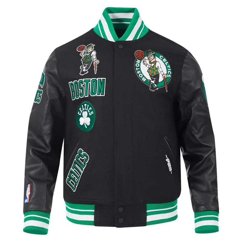 Pro Standard Mens NBA Boston Celtics Retro Classics Varsity Jacket Black/Kelly Green XL