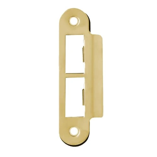 Polished Brass Strike Plate for Door Frames Plated Finish 114mm Long Round Edge