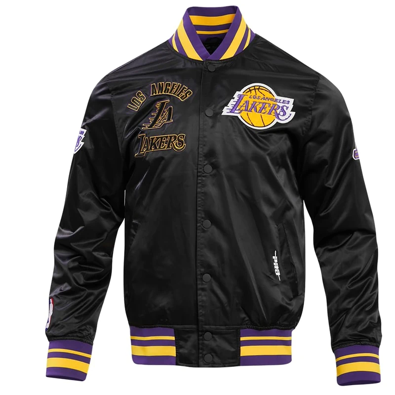 Pro Standard Men's NBA Los Angeles Lakers Retro Classics Satin Jacket Black/Purple/Yellow M - Image 1