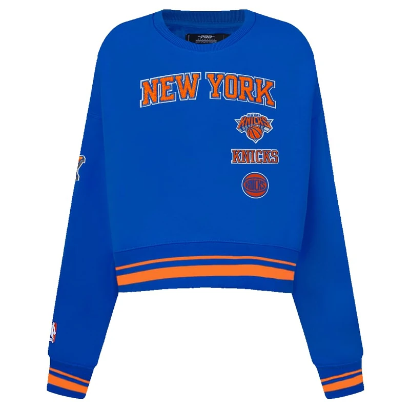 Pro Standard Womens NBA New York Knicks Retro Classics Crewneck Sweatshirt Royal/Orange/Royal M
