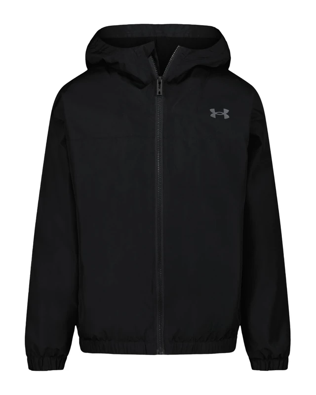 Under Armour Manataug Windbreaker Kids Rain Jacket Boys/Girls, 8 Years-9 Years, Black/Black