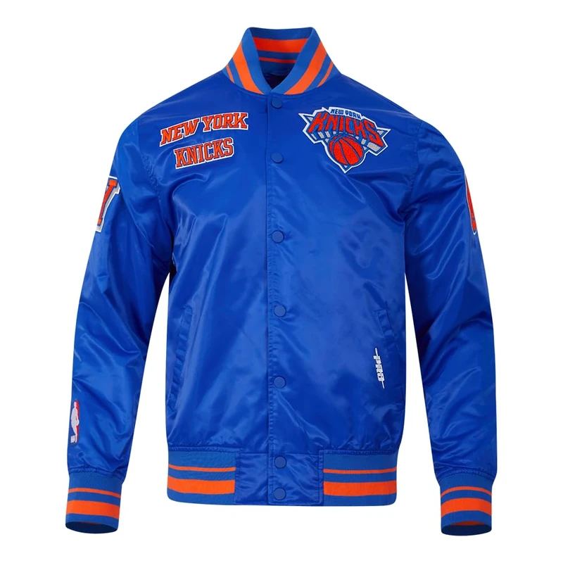 Pro Standard Mens NBA New York Knicks Retro Classics Satin Jacket Royal Blue/Orange 2XL