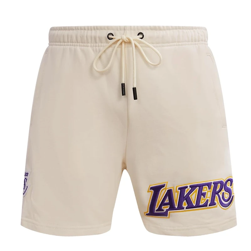 Pro Standard Mens NBA Los Angeles Lakers Retro Classics Fleece Short Eggshell L