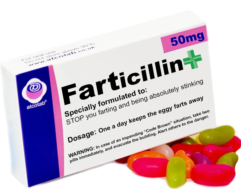 Farticillin Fart Joke Farting Prank Pill Box Sweets Candy Tablets Funny Gifts for Mum Dad Boyfriend, Husband, Get Well Soon Jelly Beans for all Celebrations