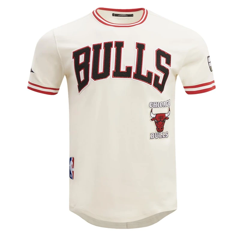 Pro Standard Mens NBA Chicago Bulls Retro Classics Short Sleeve Tee Eggshell/Red L