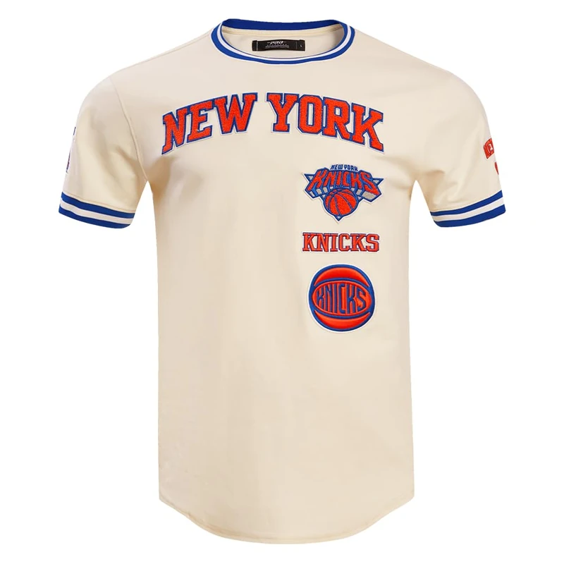 Pro Standard Mens NBA New York Knicks Retro Classics Short Sleeve Tee Eggshell/Royal Blue XL