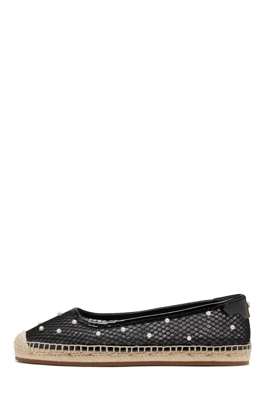 Kate Spade New York Women's Pearl Fishnet Espadrille Ballet Flat Loafer, Black, 6 UK