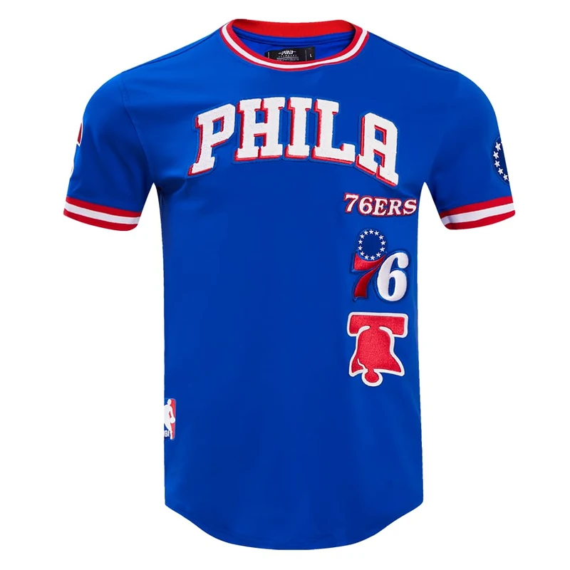 Pro Standard Mens NBA Philadelphia 76ers Retro Classics Short Sleeve Tee Royal Blue/Red M