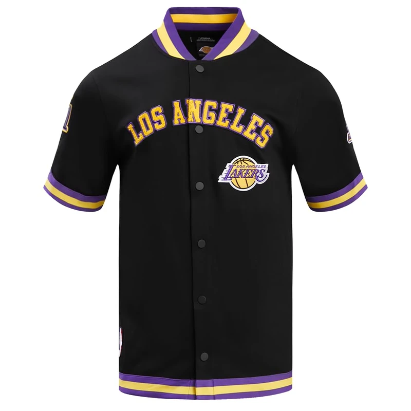 Pro Standard Mens NBA Los Angeles Lakers Classic Chenille Button Down Black/Purple XL