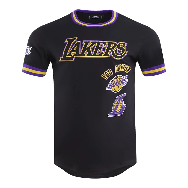 Pro Standard Mens NBA Los Angeles Lakers Retro Classics Short Sleeve Tee Black/Purple/Yellow XL
