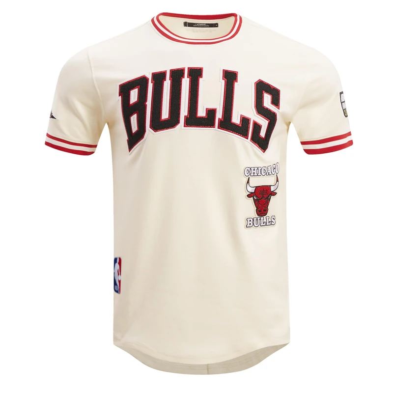 Pro Standard Mens NBA Chicago Bulls Retro Classics Short Sleeve Tee Eggshell/Red 2XL