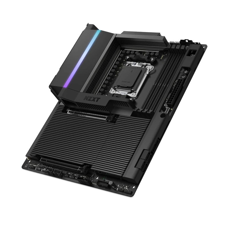 NZXT N9 X870E - AMD X870E AM5 ATX Gaming Motherboard for Ryzen 9000/8000/7000-20+2+1, DDR5, 4x M.2, PCIe 5.0, Wi-Fi 7, 5GbE, USB 4 – Full-Metal Cover, M.2 Quick-Release Latches – Black