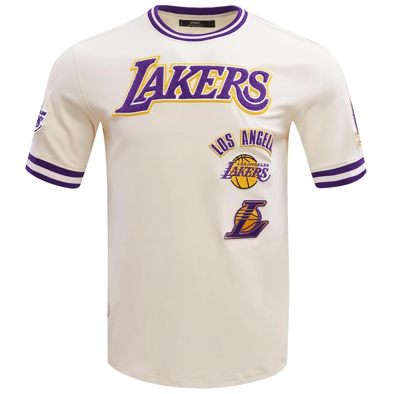 Pro Standard Mens NBA Los Angeles Lakers Retro Classics Short Sleeve Tee Eggshell/Purple M