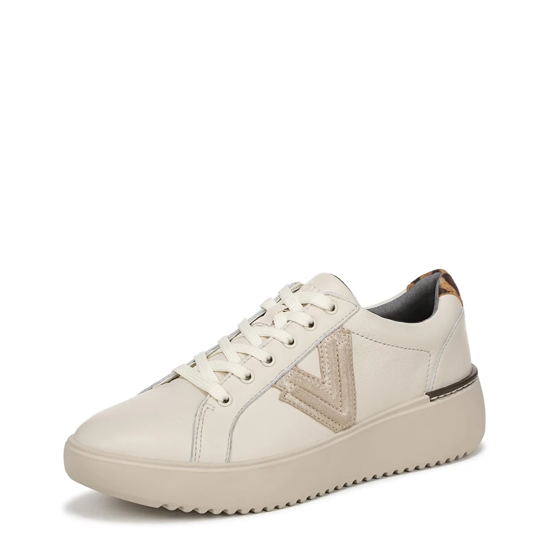 Vionic Womens Kearny Lace 2.0 Lace-Up Trainers, Medium Fit, Cream Leather, UK 4