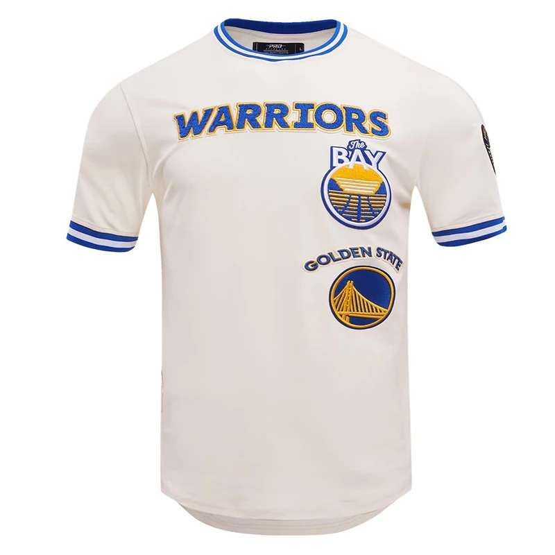 Pro Standard Mens NBA Golden State Warriors Retro Classics Short Sleeve Tee Eggshell/Royal Blue M