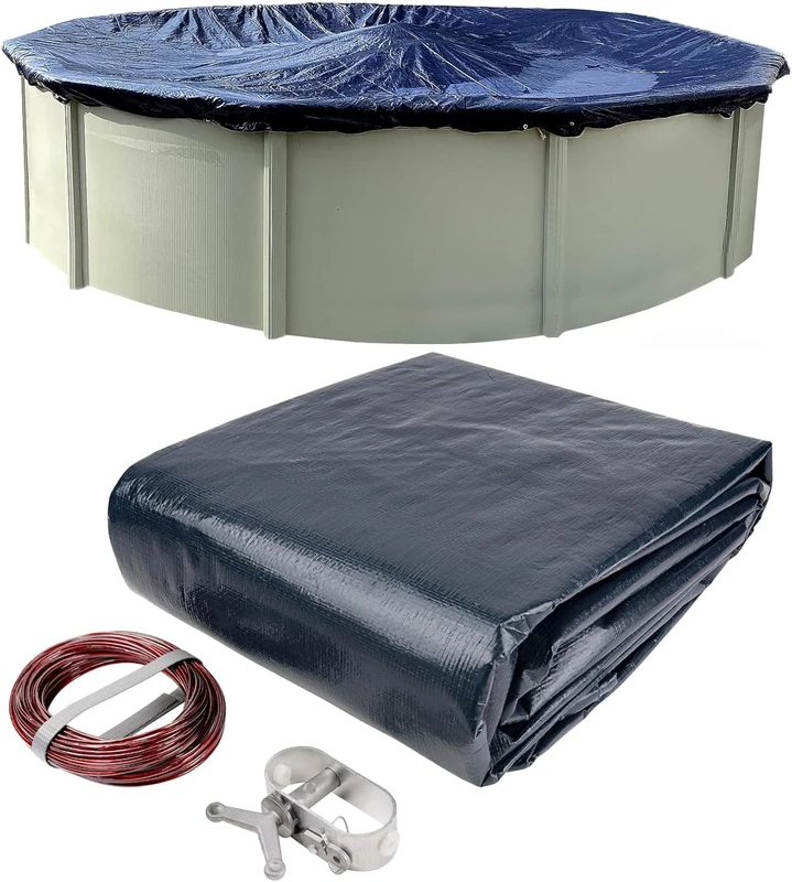 Winter Block Heavy-Duty Winter Pool Cover | 18 ft Round, 12x12 Scrim Strength, 12-Year Warranty | UV and Cold Resistant, Weatherproof Durable Protection for Above-Ground Pools | Winch & Cable Included - Image 1