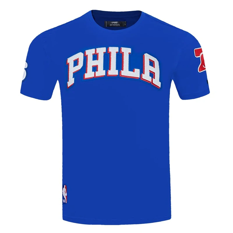 Pro Standard Mens NBA Philadelphia 76ers Retro Classics Short Sleeve Tee Royal Blue/Red XL
