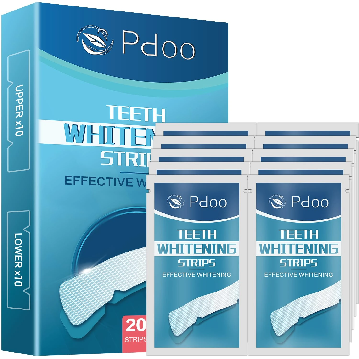 Teeth Whitening Strip 10 Treatments - Whitening Strips for Sensitive Teeth, Fast Remove Smoking, Coffee, Wine Stains, Teeth Whitening Pack of 20 Non-Slip Strips
