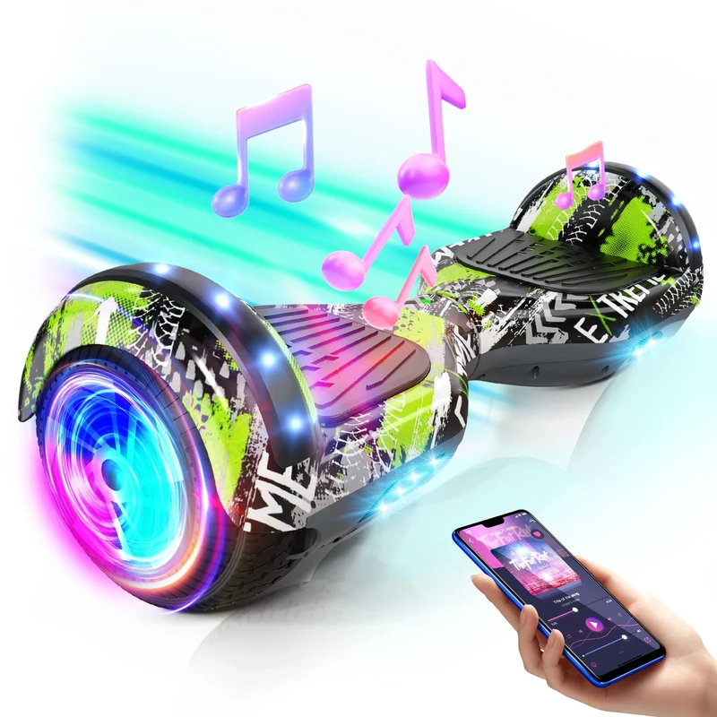 SISIGAD Hoverboard for Kids Ages 6-12, Self Balancing Scooters with Bluetooth & Corlorful LED Lights
