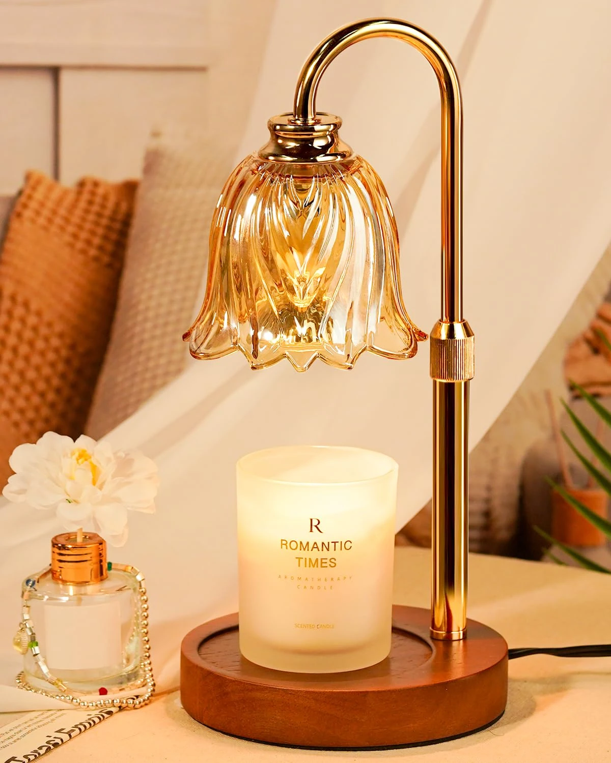 Funistree Christmas Candle Warmer Lamp with Dimmer, Secret Santa Gifts for Women Mum Friends, Xmas Advent Calendar Presents Stocking Fillers for Her, Candle Heater Lamp with 2 Bulbs for Birthday