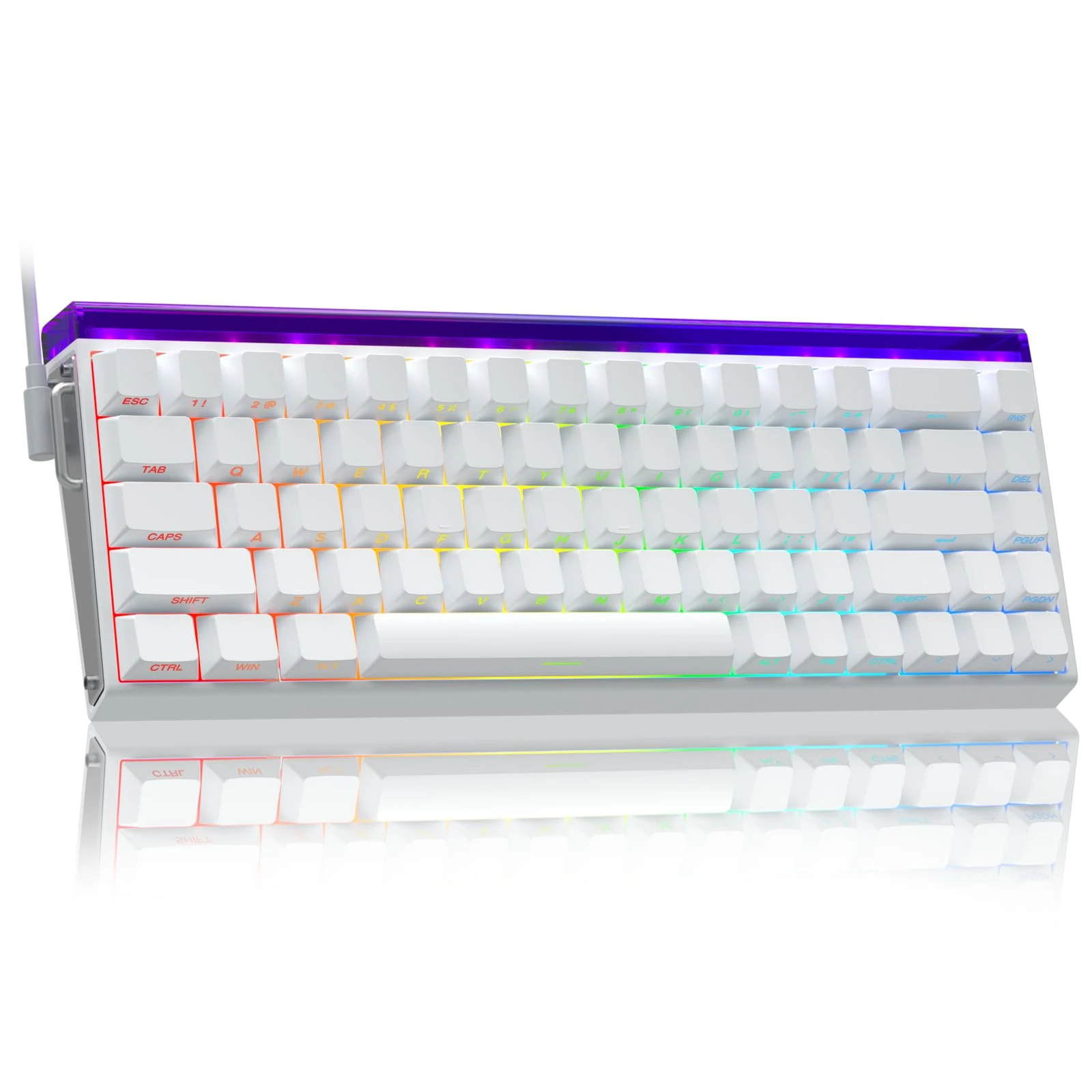 AULA HERO 68 Mechanical Gaming Keyboard,Hall Effect Magnetic Switch,0.01mm Adjustable Actuation Rapid Trigger,8K Polling Rate,Five-Layer Padding,Hot-Swap,RGB,Side Print,60% Wired Keyboard (White)