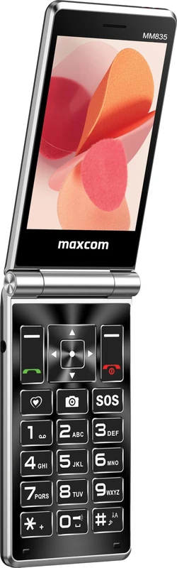 Maxcom MM835 4G Flip Phone Mobile Phone with 2 Large Displays 3.5" & 2.4", Hearing Aid Compatibility (HAC), SOS Button, Unlocked & SIM Free, USB-C