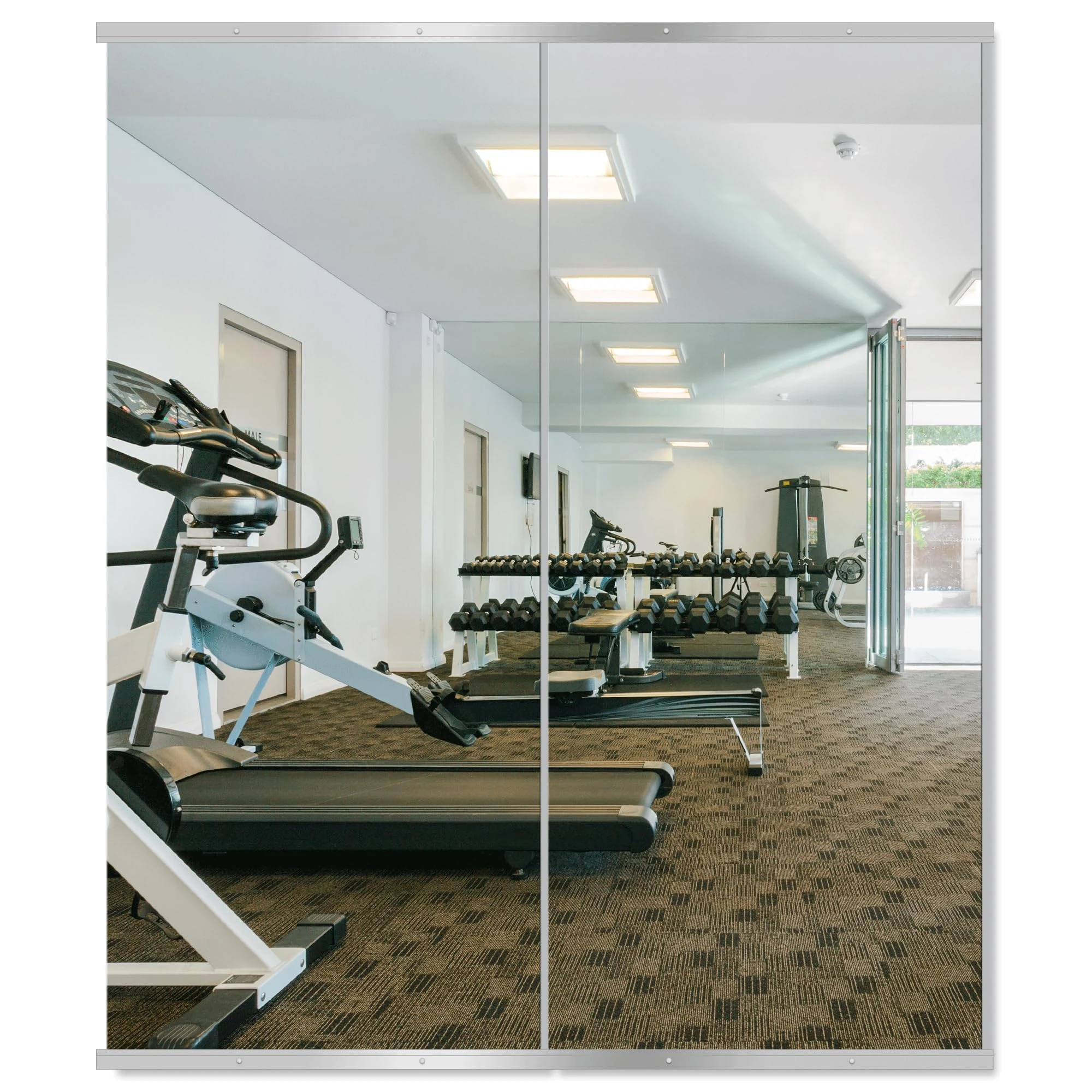 Delma Large Full Body Mirror for Yoga, Frameless Wall-Mounted Glass Panel (60"x25"-Silver) 2PCS for Home, Garage, Bedroom & Bathroom 60x25x2-Silver