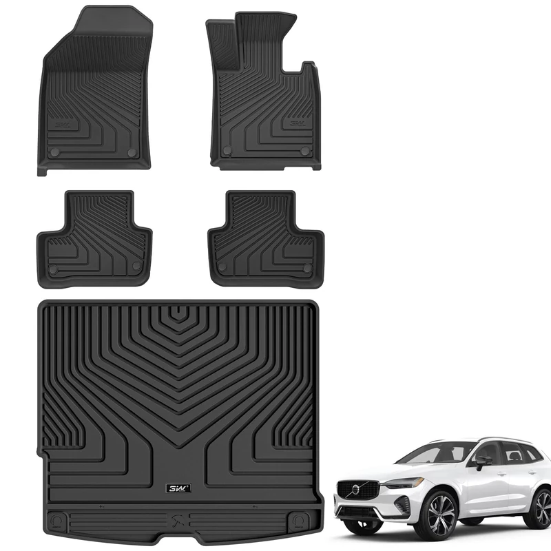 3W Floor Mats & Boot liner Fit for Volvo XC60 2019-2026, All Weather Dog Friendly TPE Car Mat, Waterproof Anti-Slip Easy to Clean Heavy Duty Trunk Mat Volvo Accessories