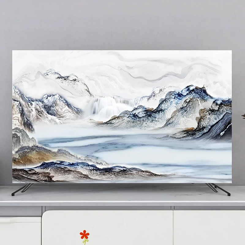XMYAN Chinese Style TV Cover Decorative, Ink Painting Pattern TV Dust Cover 19-100inch TV Screen Dust Cover Universal Television Cover Stretch TV Screen Protection Cover(Color:color17,Size:85in)