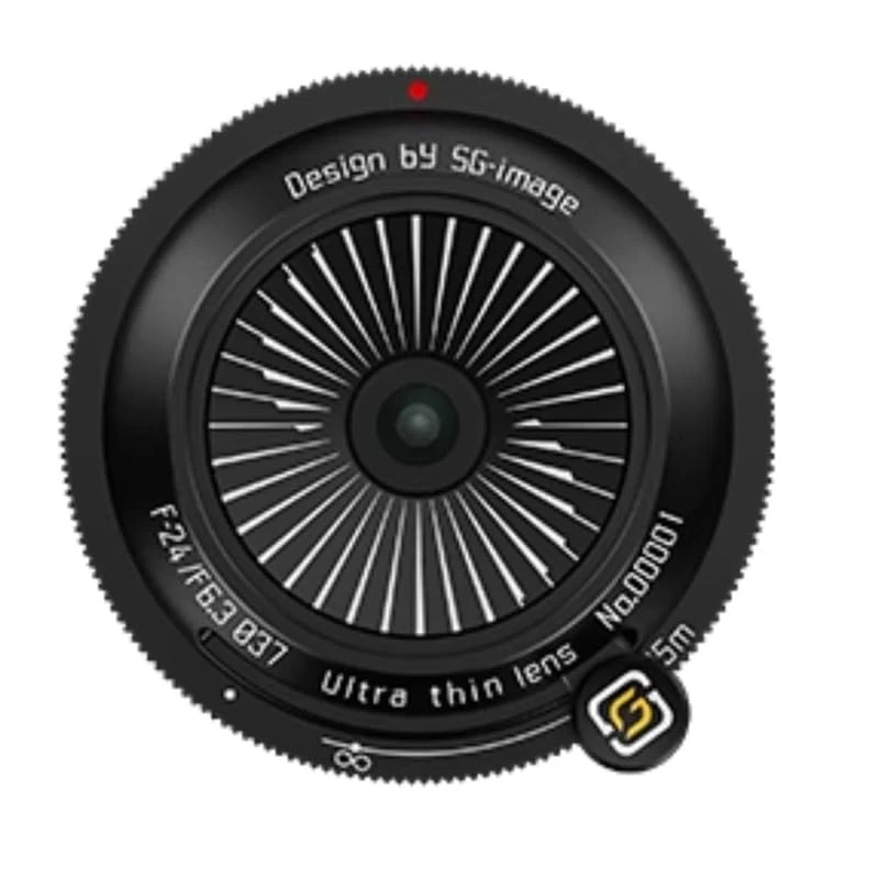 SGimage 24 mm F6.3 Manual Pancake Lens - Ultra Thin, Metal Housing, 74 g Lightweight, Compatible with R-Mount Cameras for Full Frame and APS-C Black