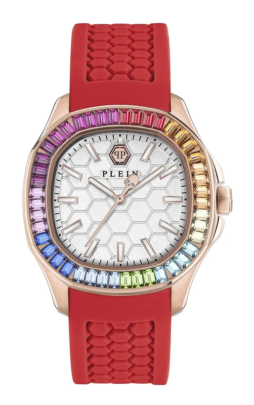 Philipp Plein Women's Analogue Quartz Watch with Silicone Strap PWTAA1024