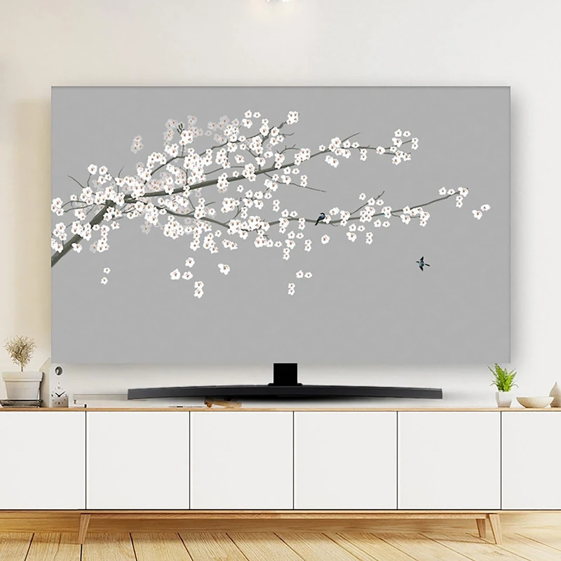 XMYAN Chinese Style TV Cover Decorative, Ink Painting Pattern TV Dust Cover 19-100inch TV Screen Dust Cover Universal Television Cover Stretch TV Screen Protection Cover(Color:color6,Size:100in) - Image 1