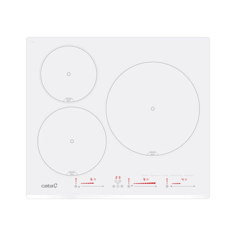 CATA Induction Plate IB 6003 E2 WH3 3 Areas Cooking Touch Control 9 Levels Adjustable Power Lock Safety Timer White